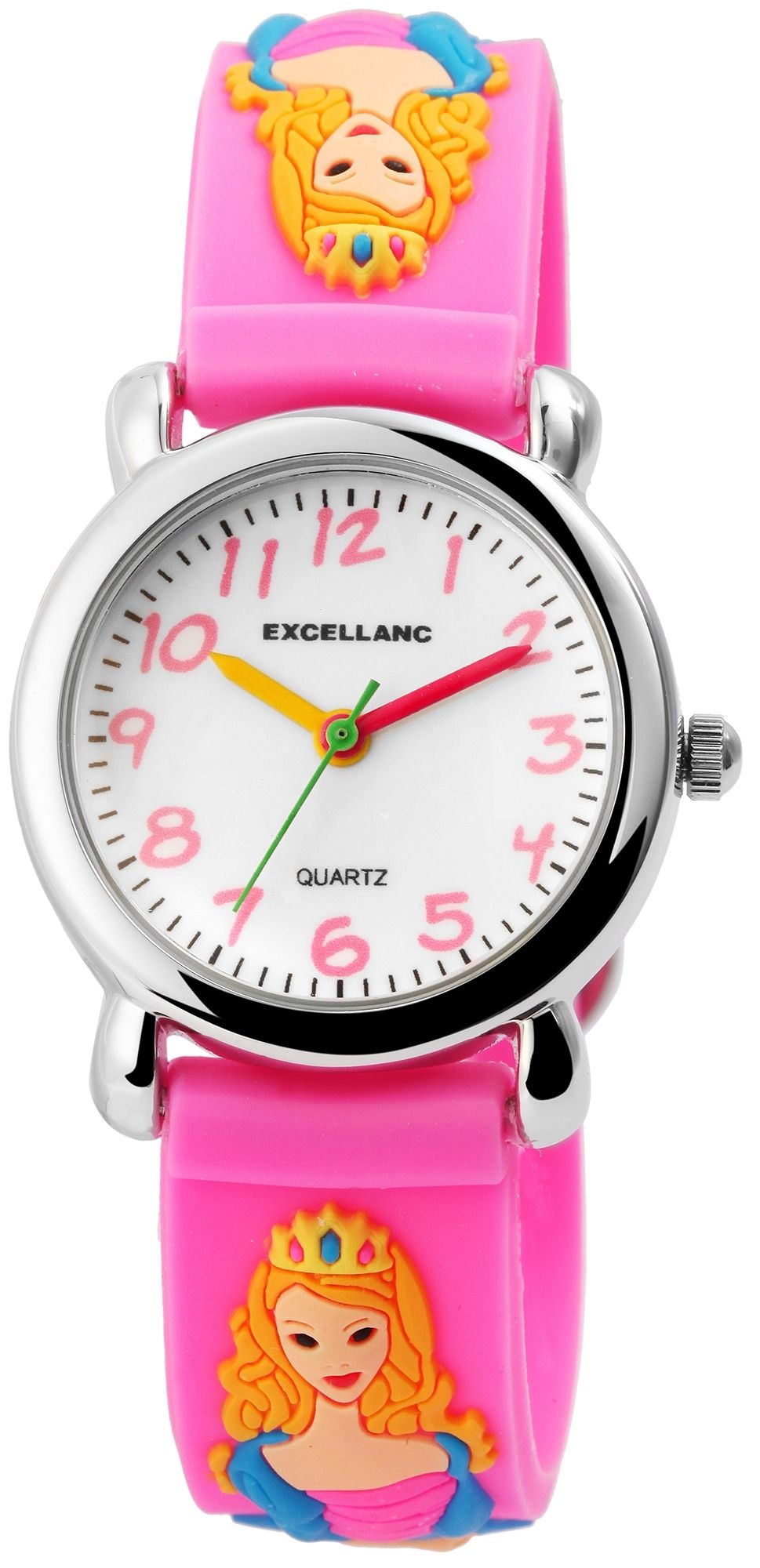 Excellanc kinderpolshorloge, siliconen band, zilver/roze