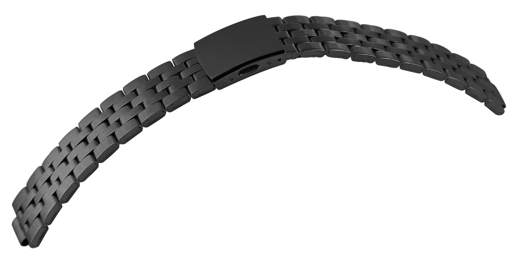 Edelstahl-Uhrenarmband mit Faltschließe, schwarz, 12 mm
