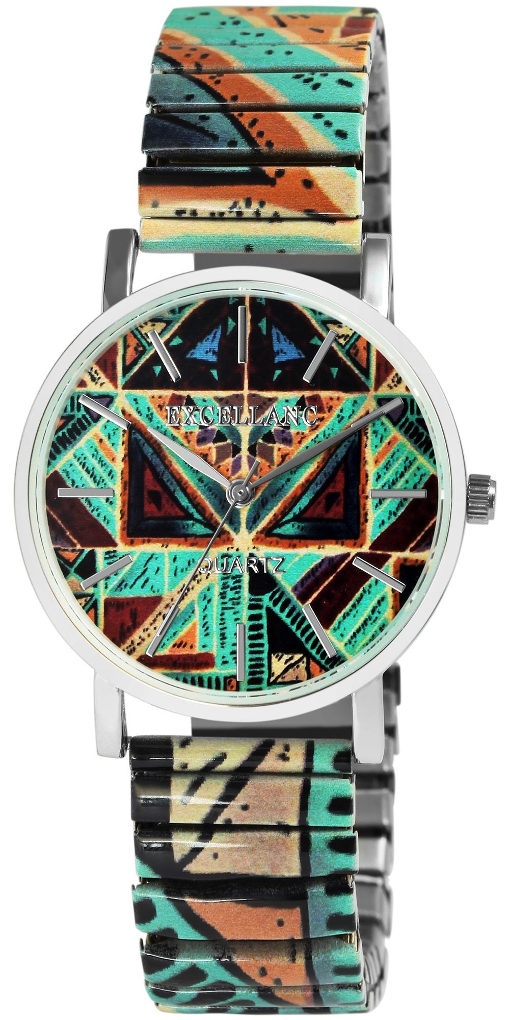 Excellanc dameshorloge met schakelarmband, kleurrijk/zilverkleurig