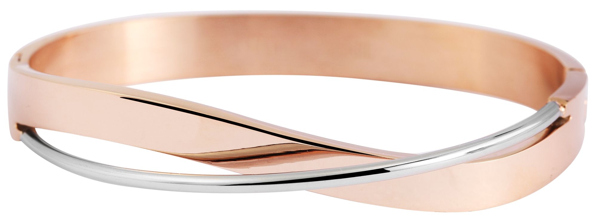 Roestvrijstalen accent armband, graveerbaar, roségoudkleurig/zilverkleurig