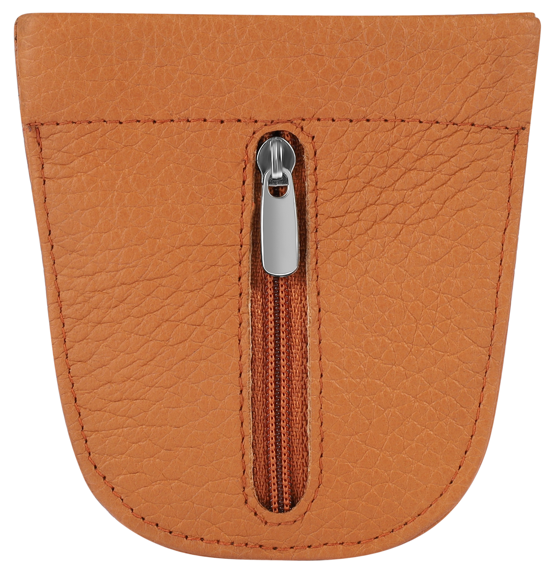 AKZENT, echt lederen sleuteletui, halve maanvorm, drukknoopsluiting, lichtbruin