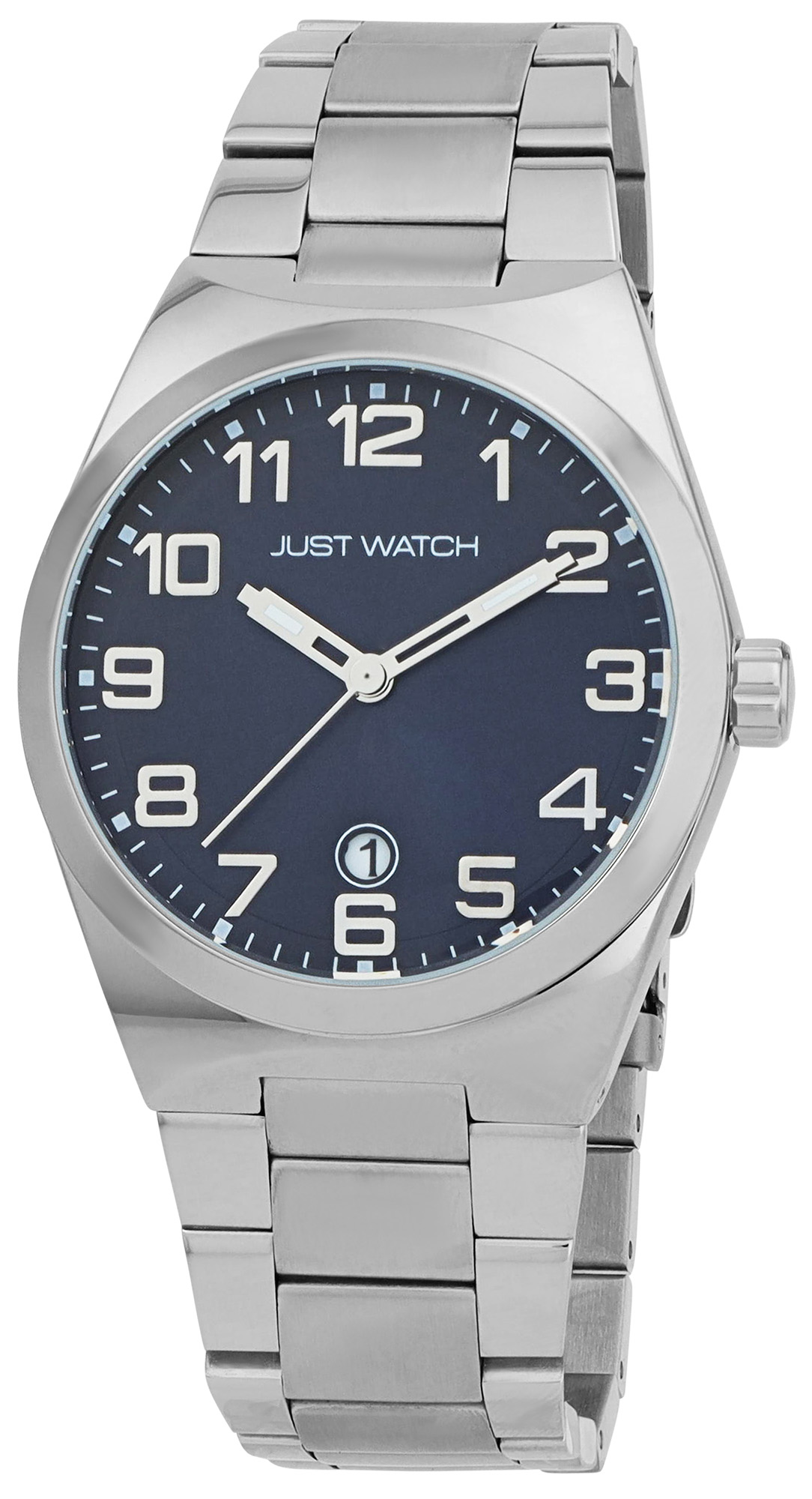 JUST WATCH Herrenuhr "Lukas" mit Edelstahlband, silberfarben/blau, 5 ATM