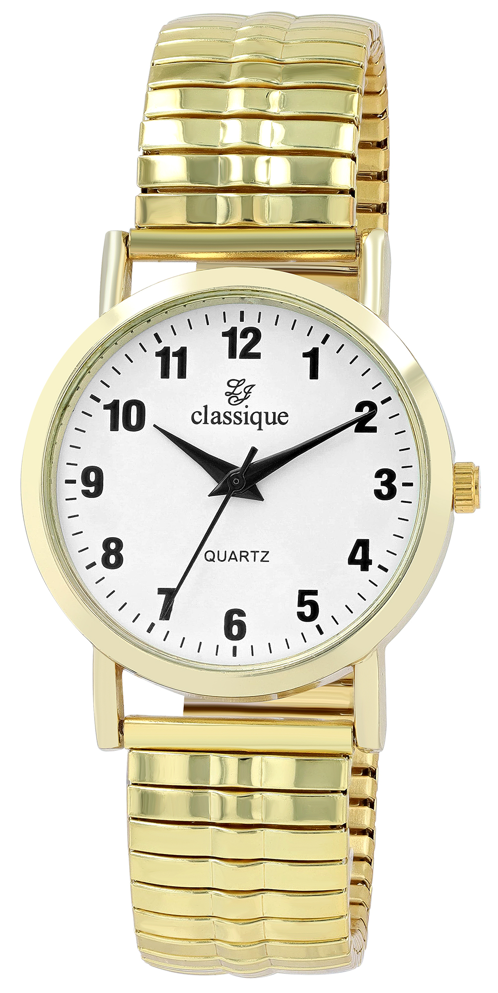 Classique Herrenuhr mit Edelstahl-Zugarmband Ø 34 mm, goldfarben/weiß