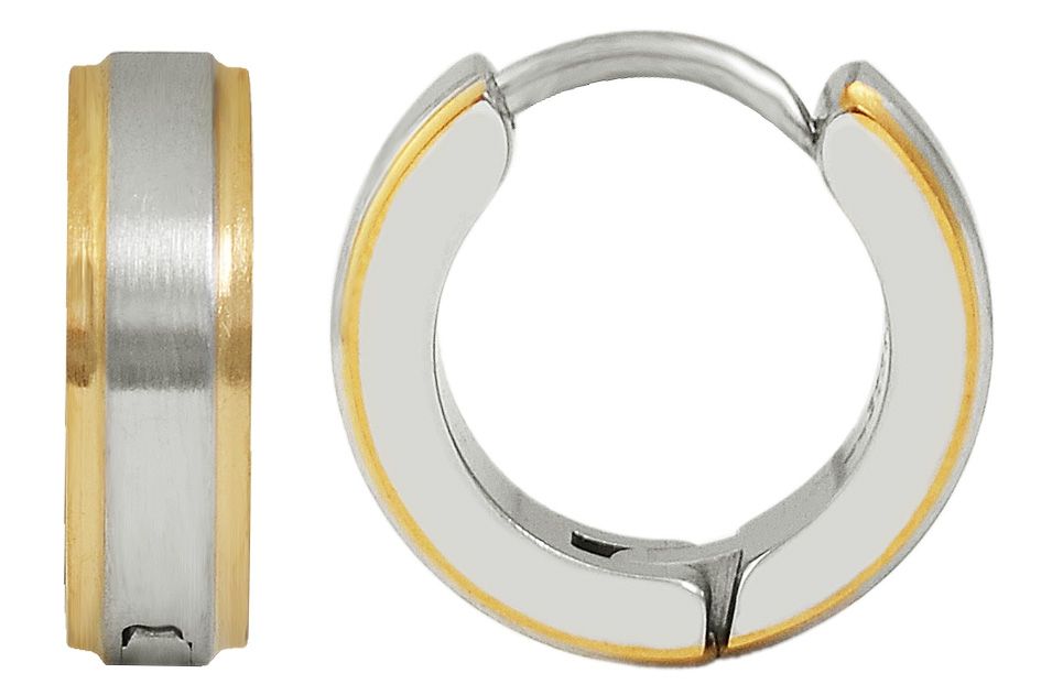 "Taris" Akzent Klapp-Creolen, Edelstahl, bicolor (silberfarben/ goldfarben)