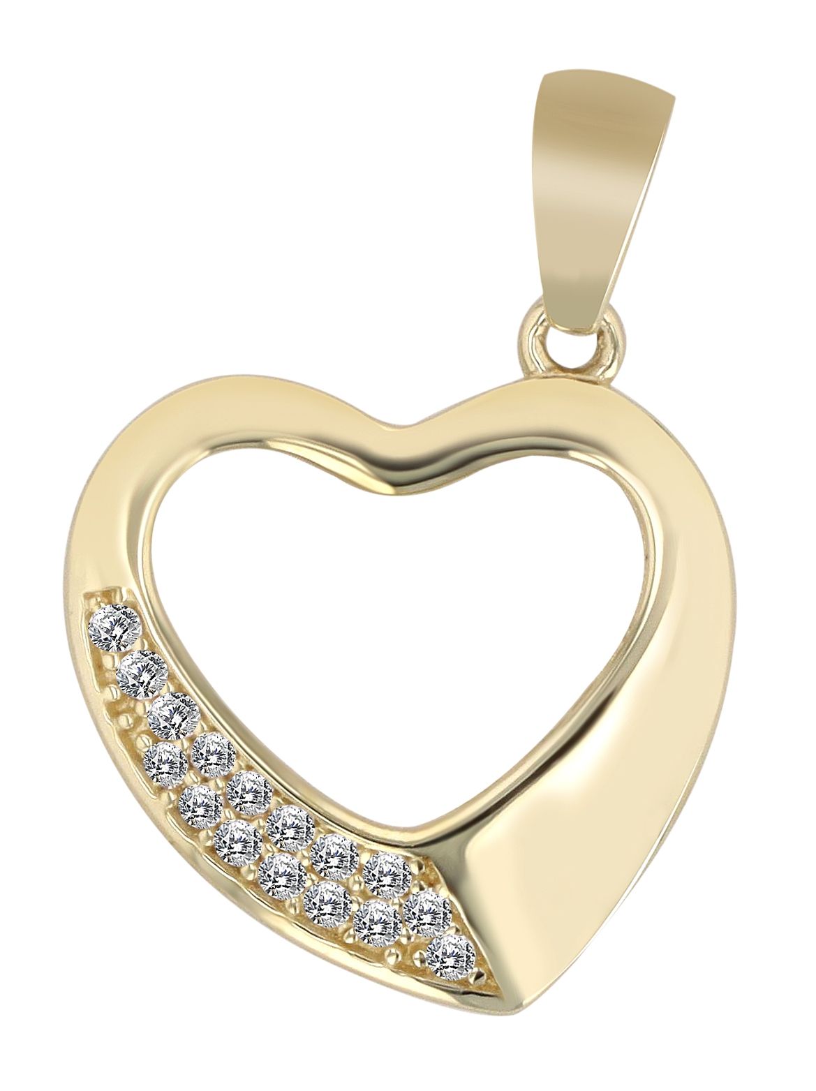 333/- Gold Anhänger "Avelina", Herz, Zirkoniabesatz, Gelbgold, 8 Karat