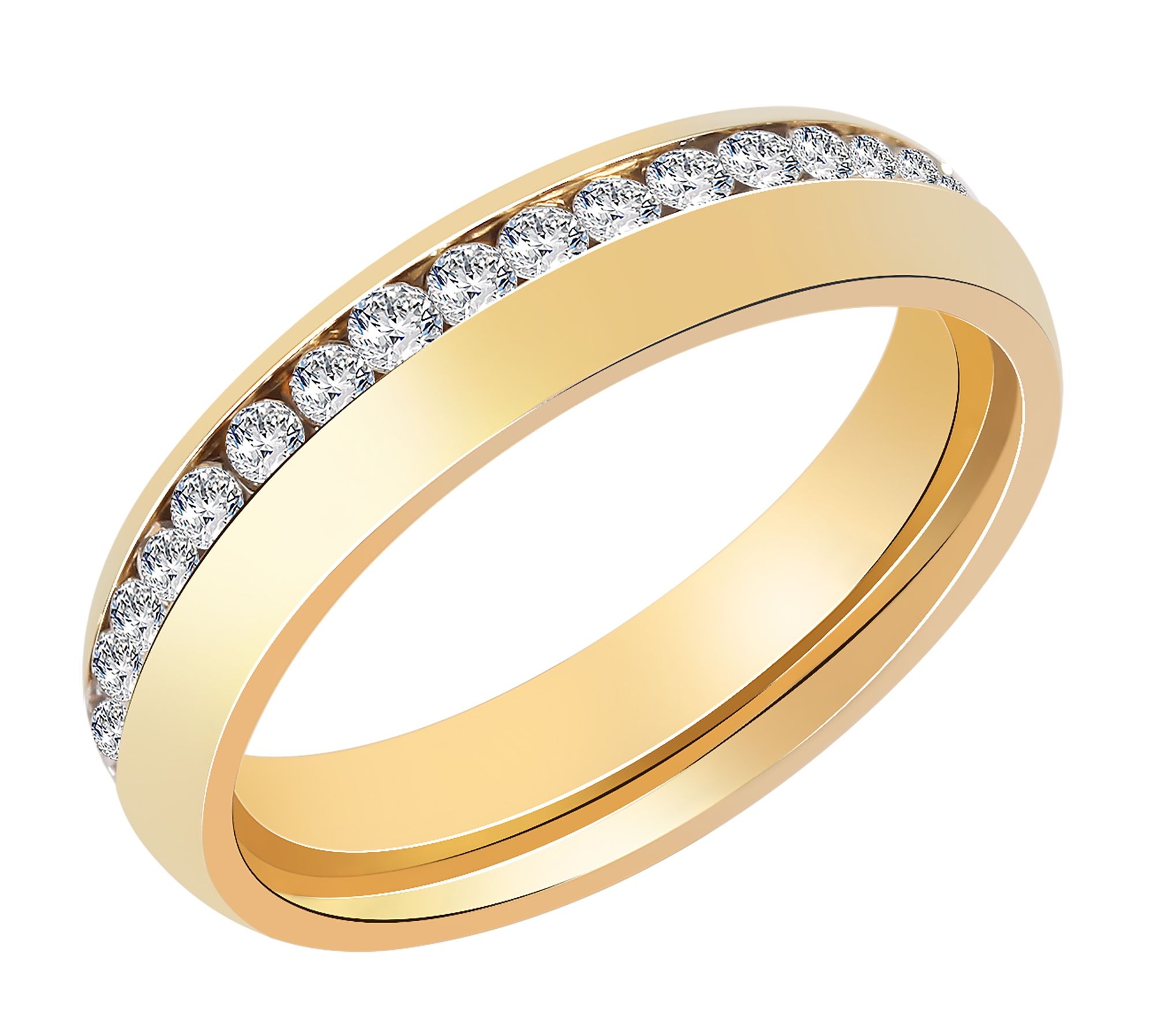 Akzent dames partnerring, roestvrij staal, similibrand, goudkleurig, maat 48