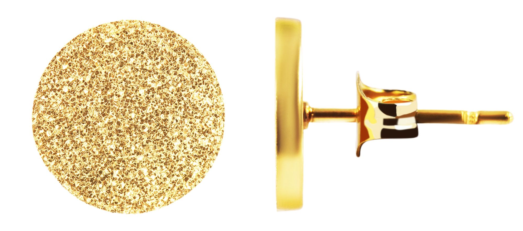 "Cameron", roestvrijstalen oorstekers, plaatjes, goudkleurig gezandstraald