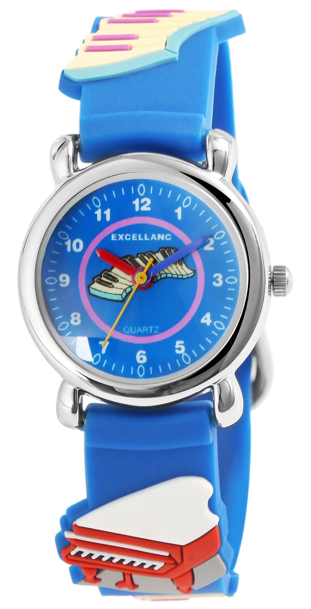Excellanc kinderpolshorloge, siliconen band, zilver/blauw