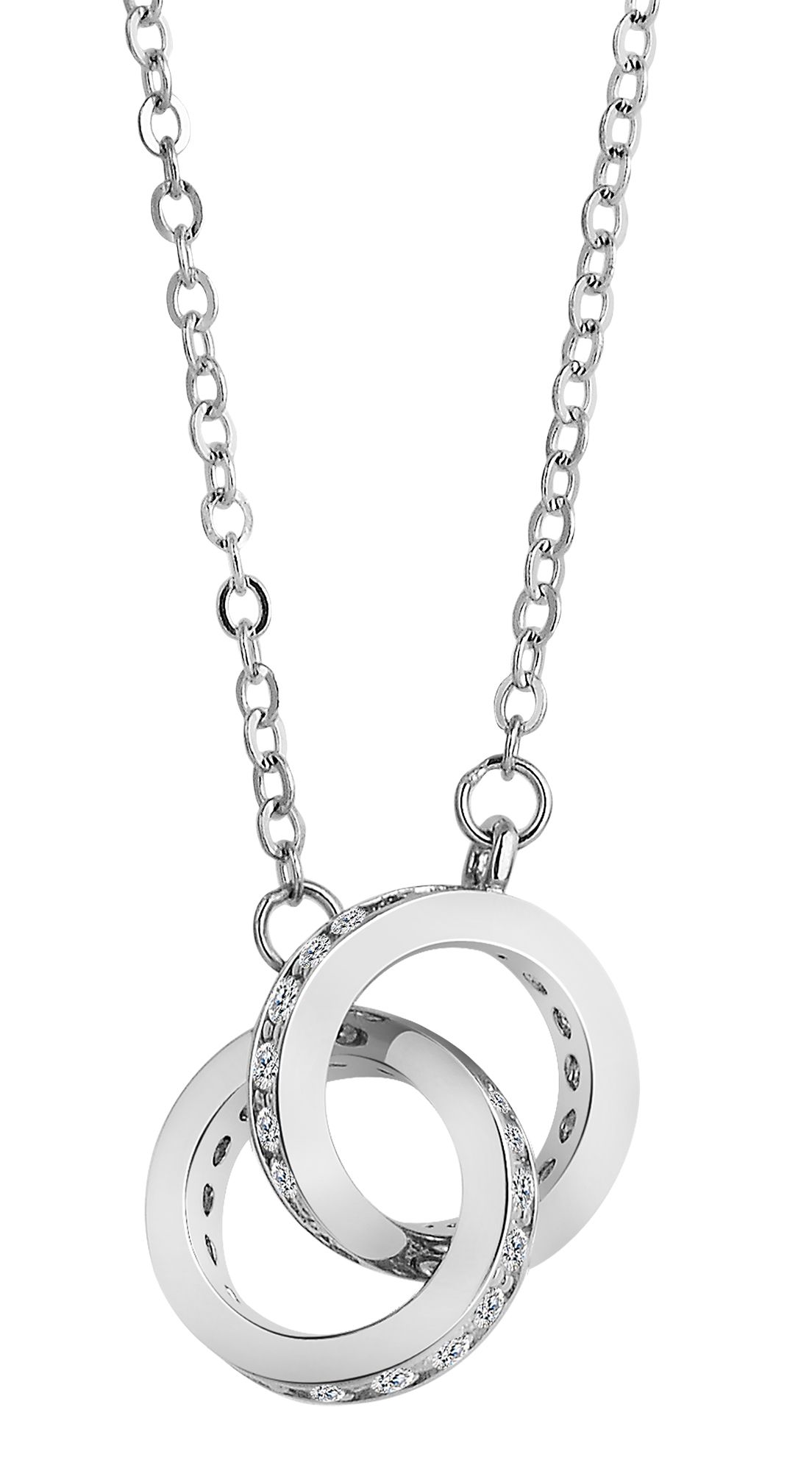 "Rina" 925/- Echt Silber Kette mit Anhänger, Zirkonia, rhodiniert, 42+3cm