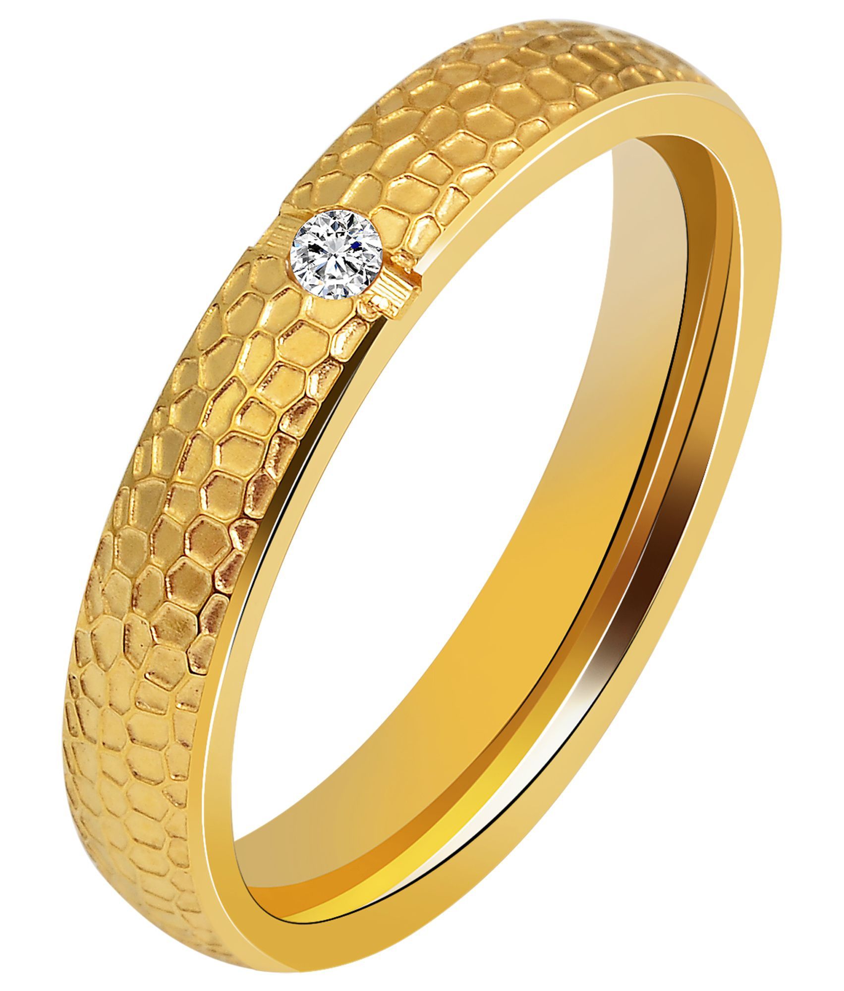 "Nexus" dames partnerring, roestvrij staal, similiet steen, goudkleurig, maat 54