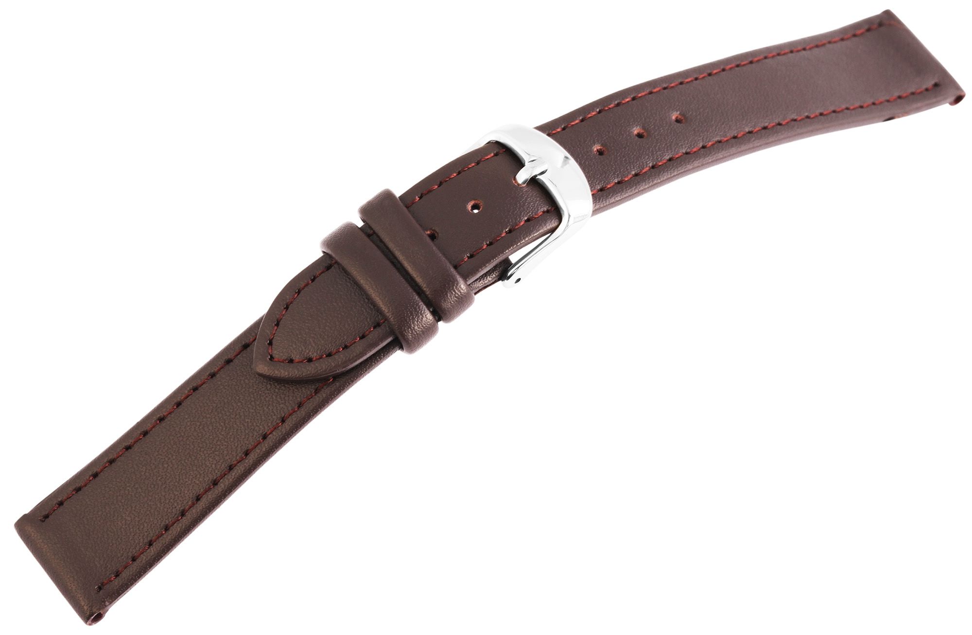 Horlogebandje, echt leer, donkerbruin, 10 mm