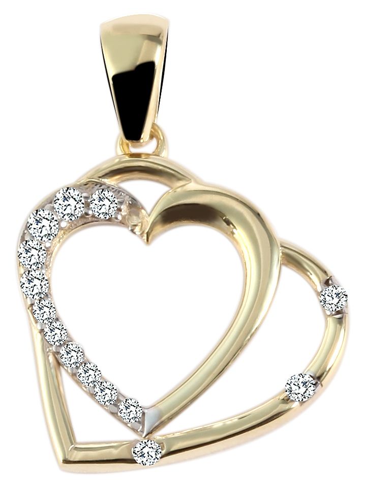 333/- Gold Anhänger "Emilie" ohne Kette, Herz, Zirkoniabesatz, Gelbgold, 8 Karat