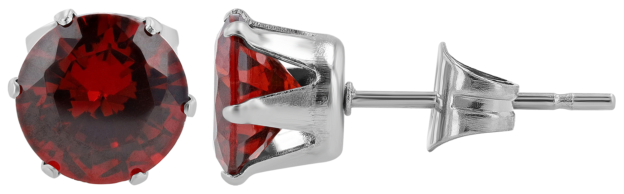 "Sultana", Akzent Edelstahl Ohrstecker, Zirkonia, rot, Ø 7 mm