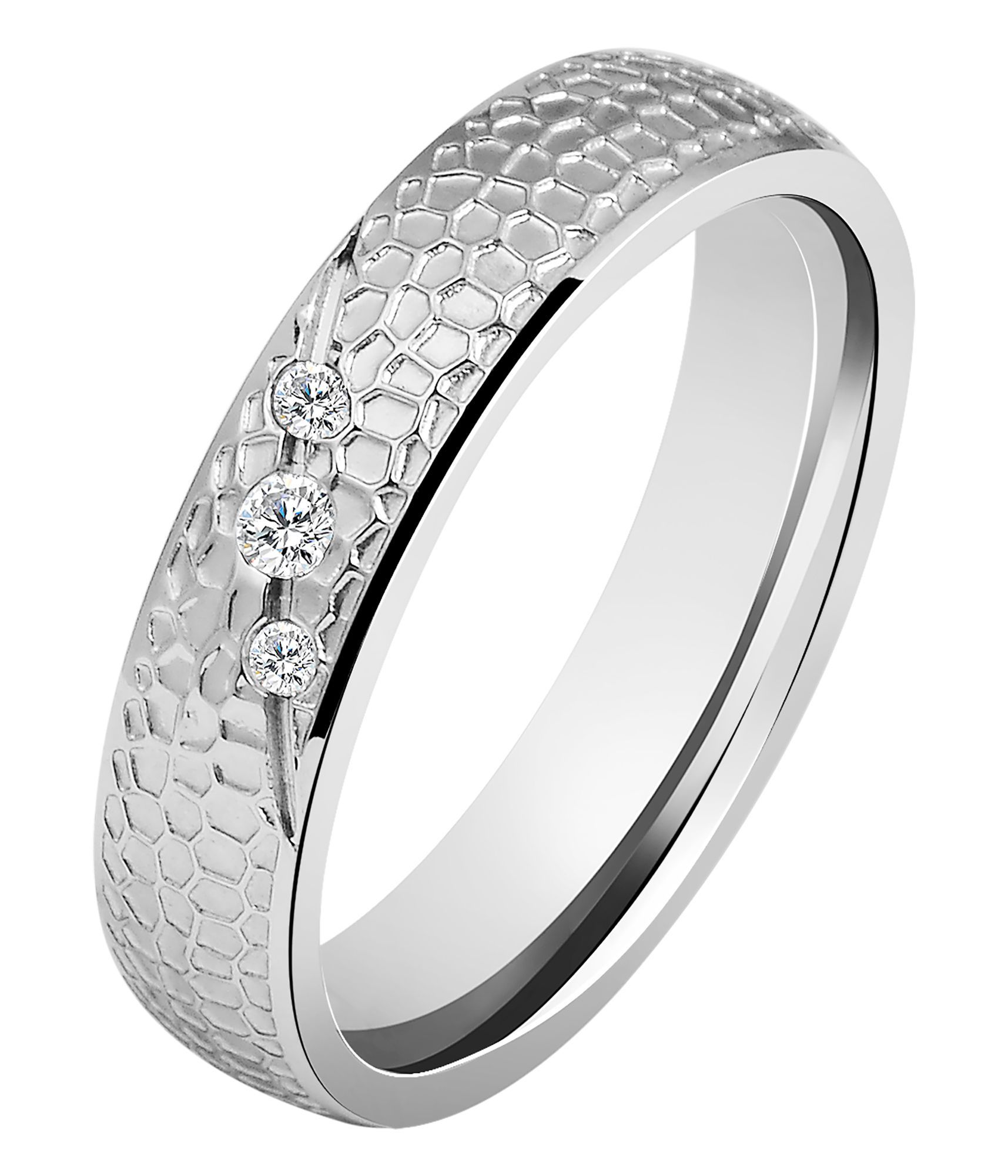 Akzent dames partnerring, roestvrij staal, similib bies, zilverkleurig, maat 62