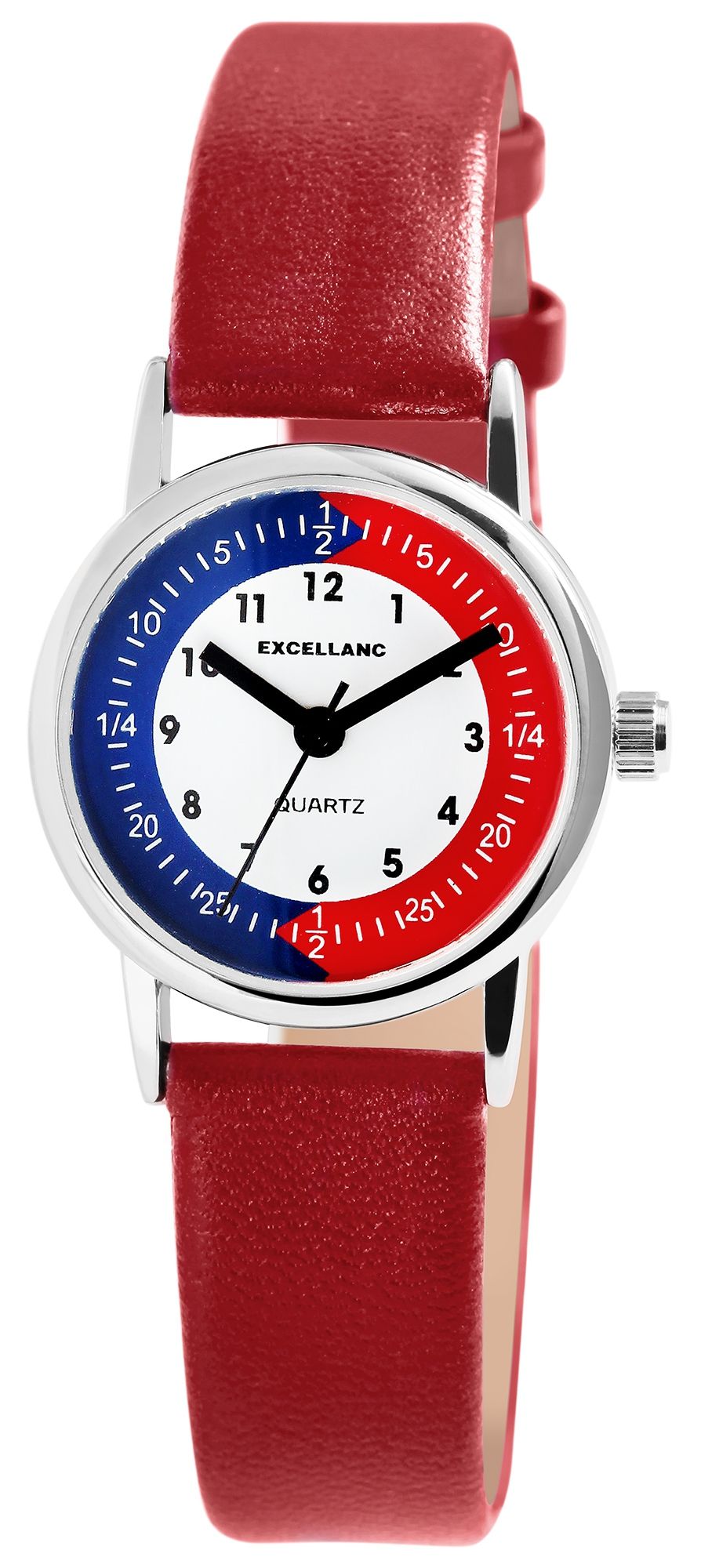 Excellanc kinderleerhorloge met imitatieleren band, rood
