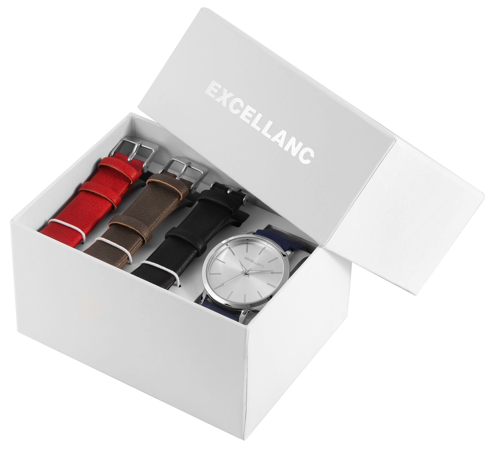 Excellanc geschenkset met dameshorloge en drie verwisselbare armbanden