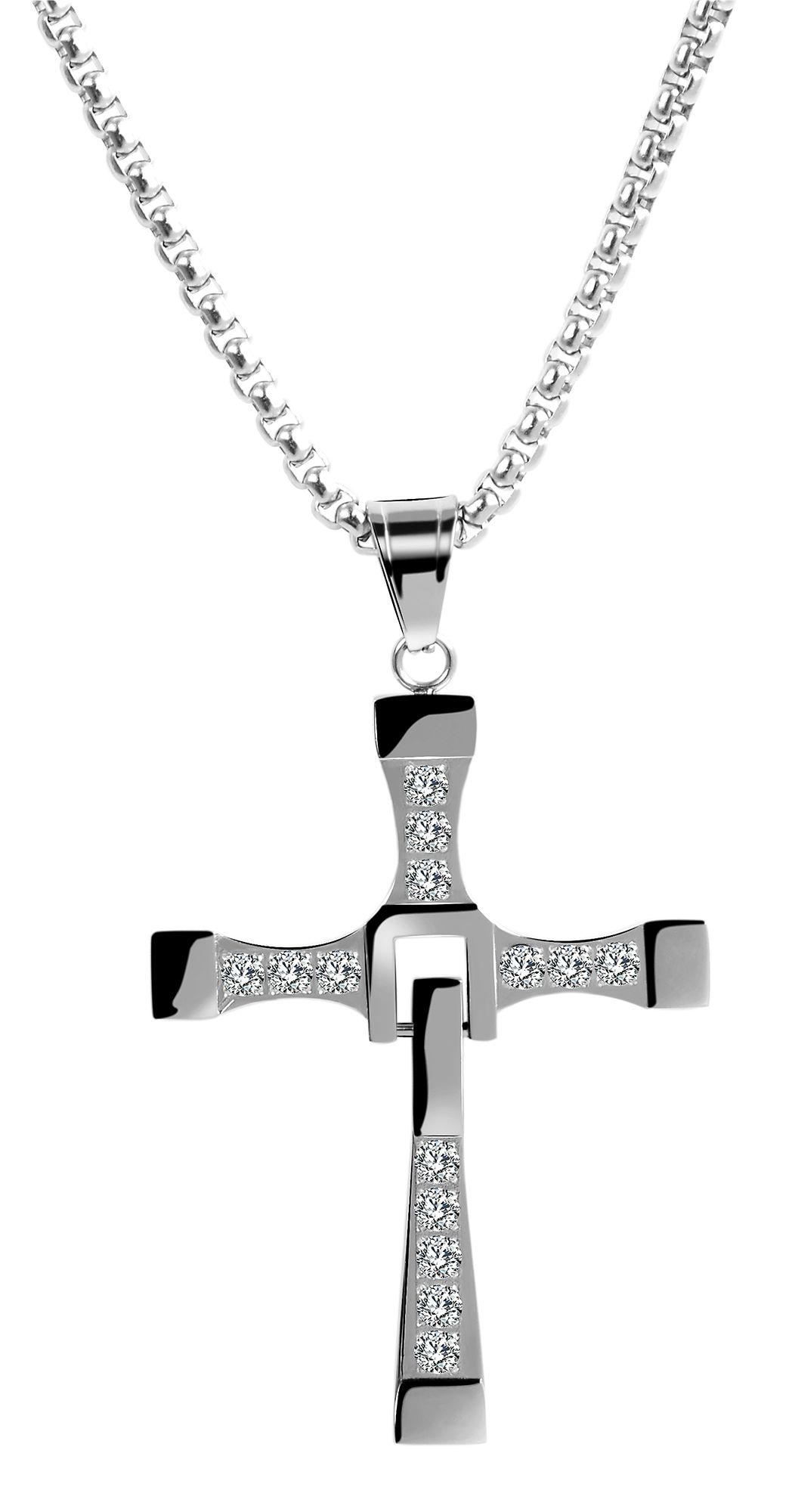 Accent roestvrijstalen ketting met hanger, kettinglengte: 61cm, zilverkleurig