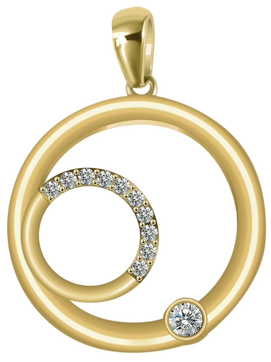 333/- Gold Anhänger "Dodo" ohne Kette, offener Kreis, Zirkoniabesatz, 8 Karat, Gelbgold