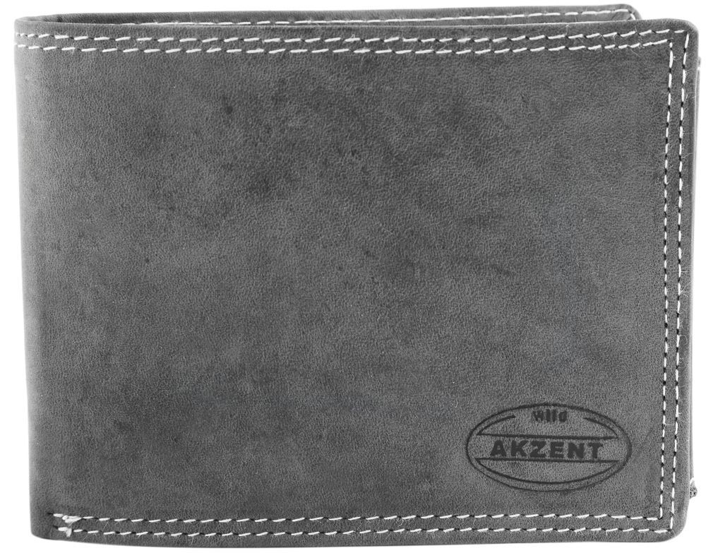 Accent herenportemonnee van echt leer in zwart. Formaat 12 x 10 cm.