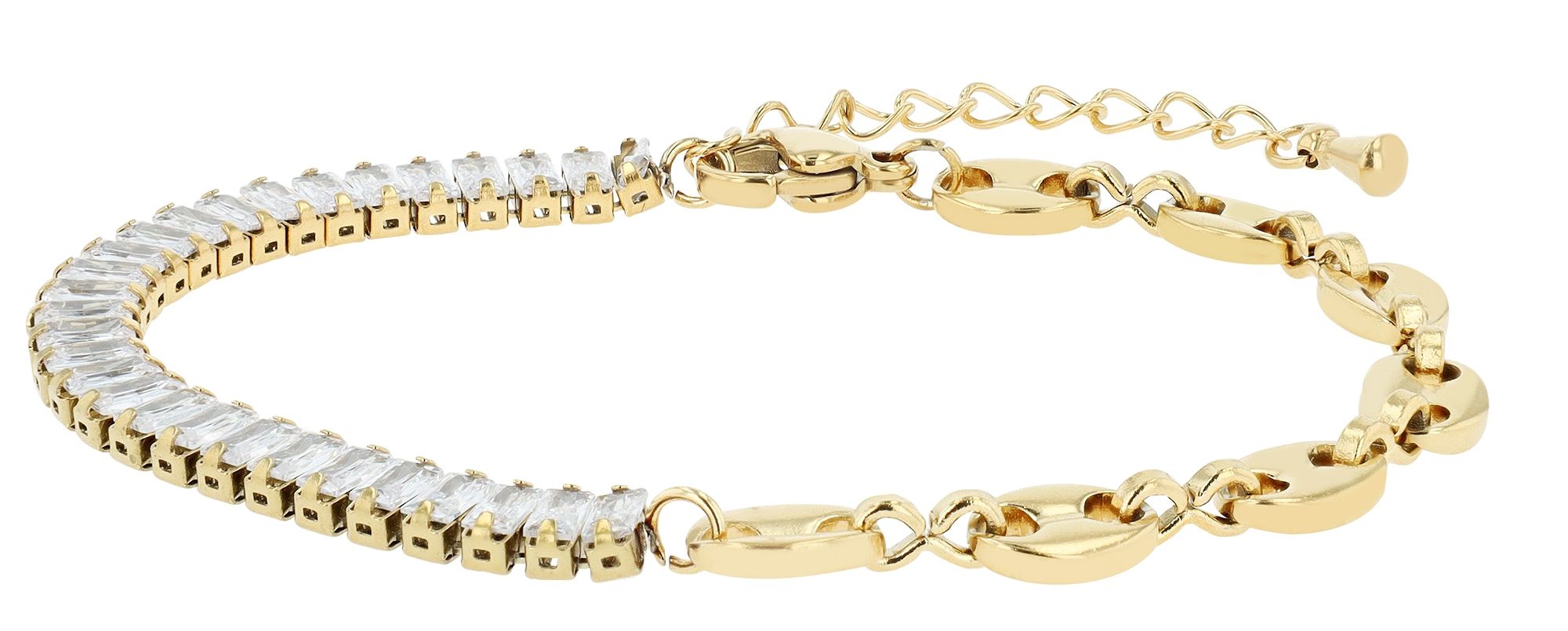 Duo-armband "Seren" van roestvrij staal, Simili, goudkleurig, 16 + 4 cm