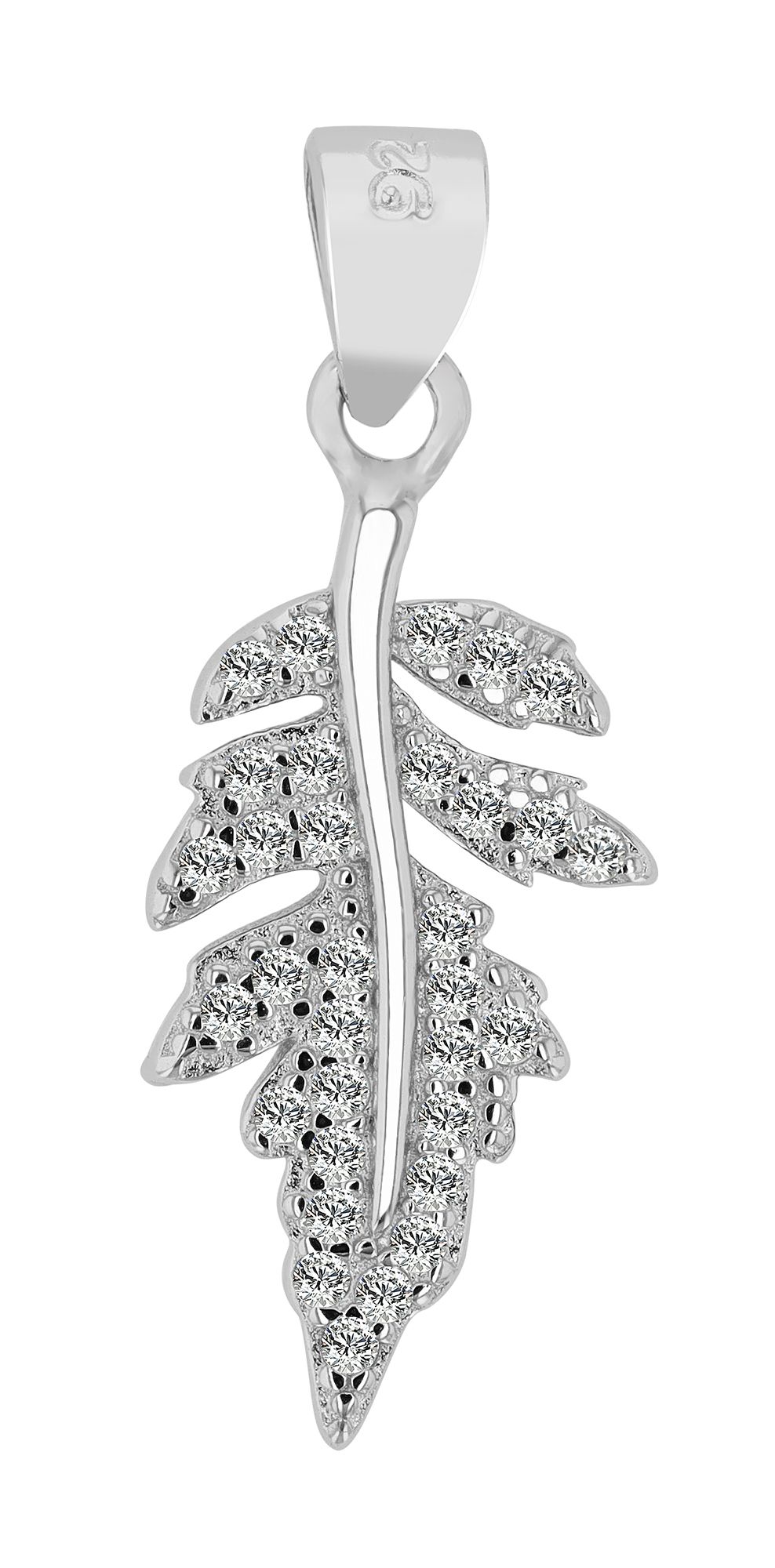 "Andrina" Blatt mit Besatz Anhänger aus 925er Echt Silber/ rhodiniert