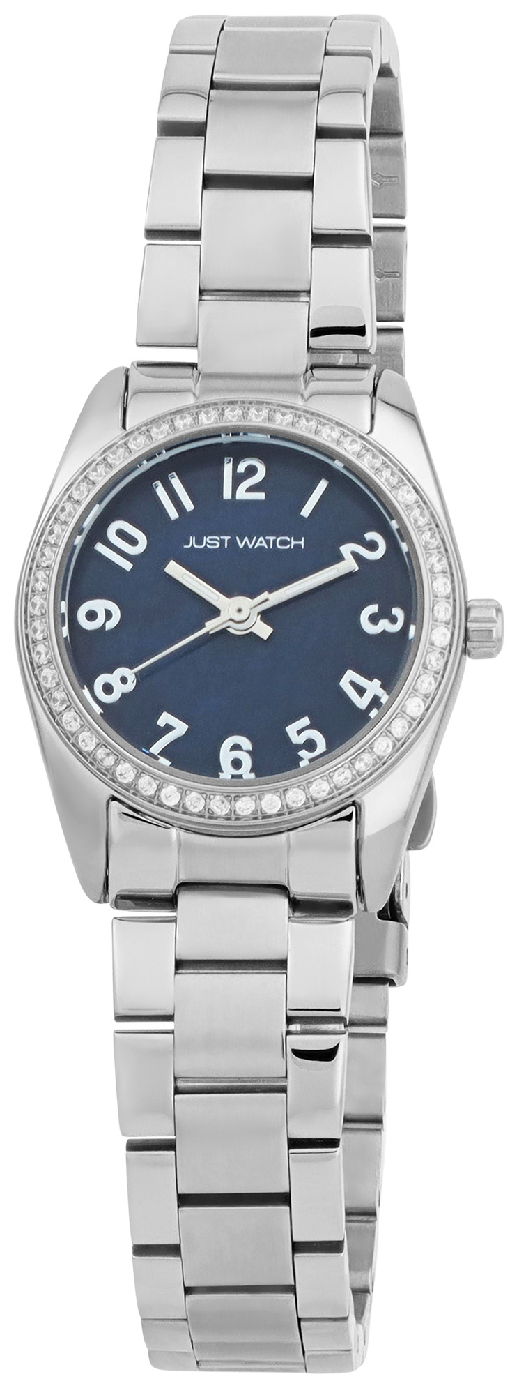 JUST WATCH Damenuhr "Gerda" mit Edelstahlarmband, Ø 26 mm, silberfarben/Perlmutt blau, 5 ATM