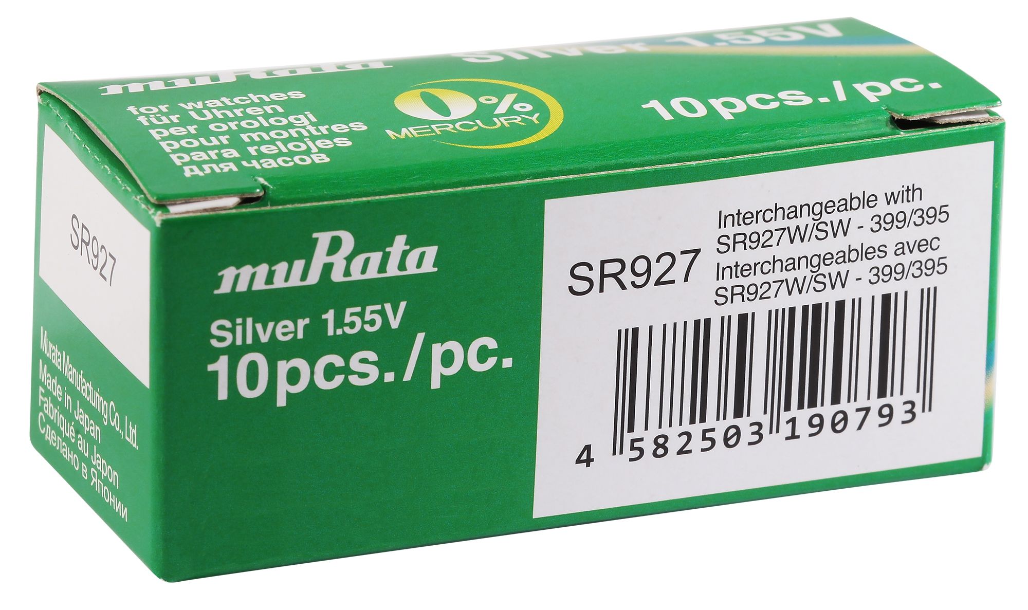 MURATA knoopcellen, 0% kwik, verpakking bevat 10 stuks, 395/399