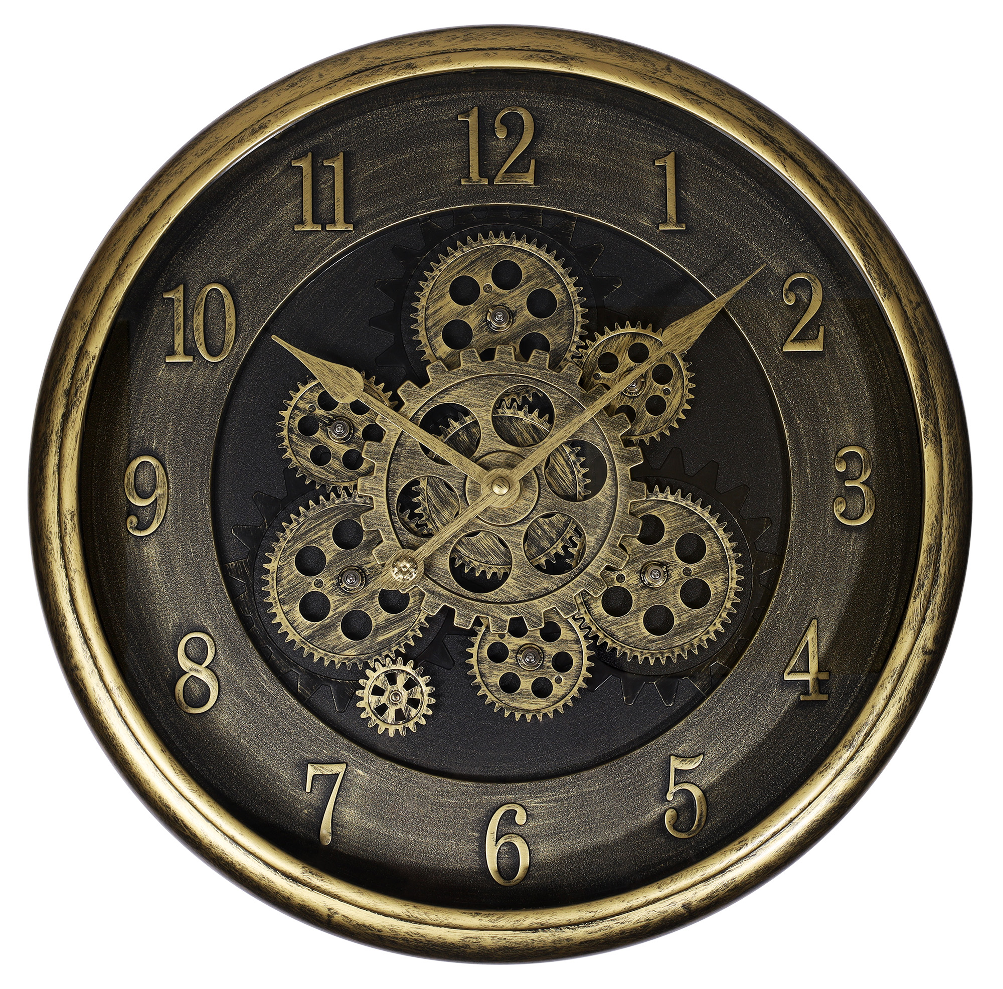 Skeletwandklok in industriële vintagelook, Ø 40 cm, goudkleurig