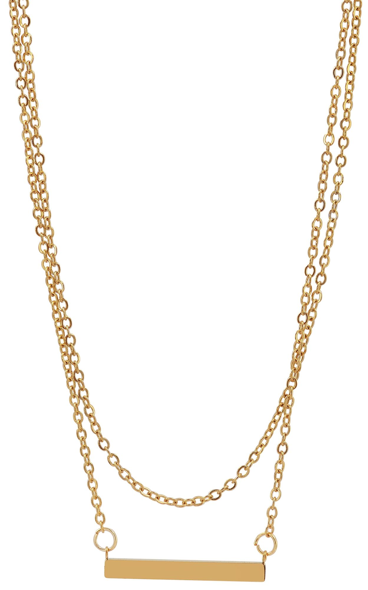 Accent gelaagd collier van roestvrij staal, graveerbaar, geïoniseerd, goudkleurig