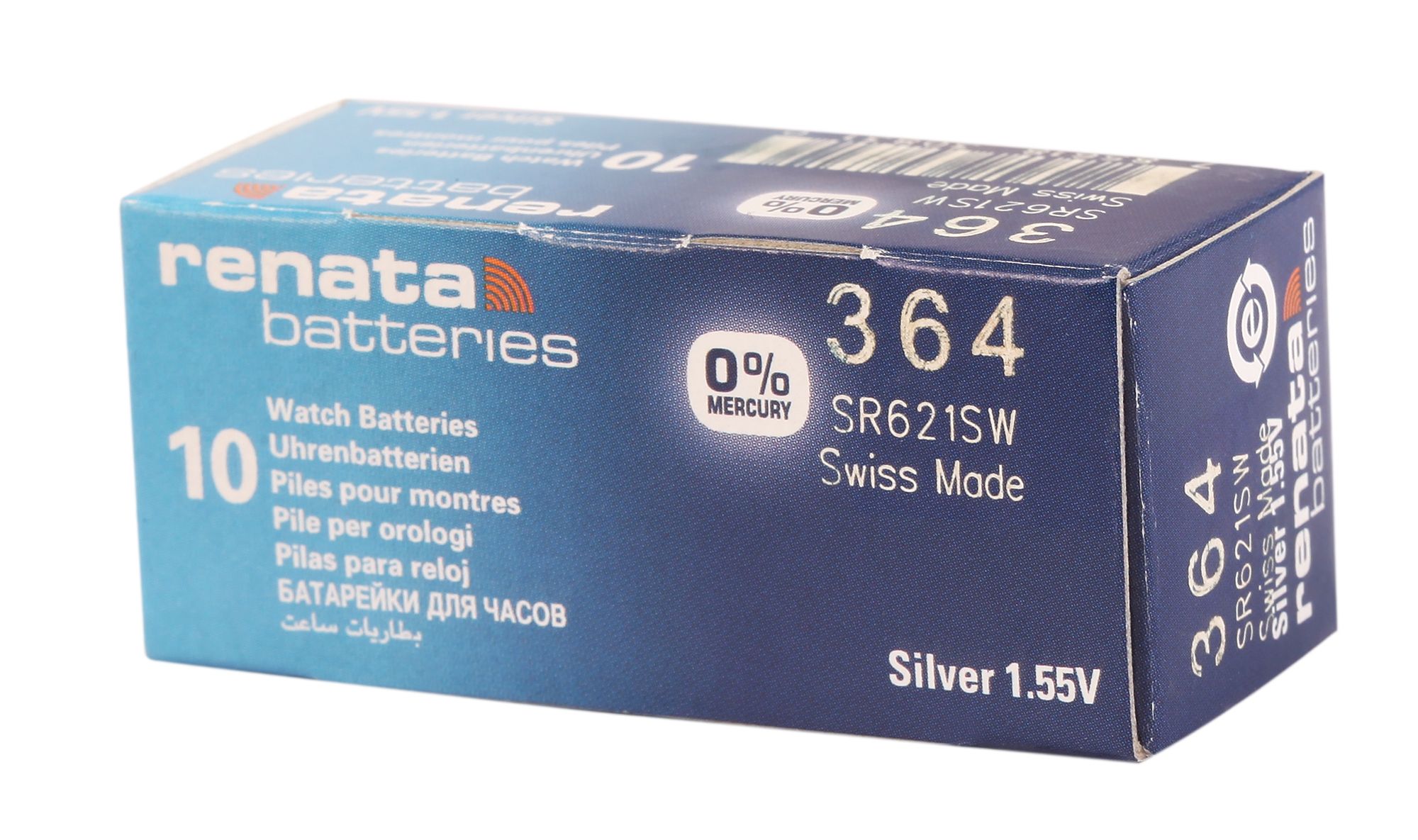 RENATA Silberoxid-Knopfzellen, 0% Quecksilber, 10 Stk., R364 (SR621SW), 1,55 V