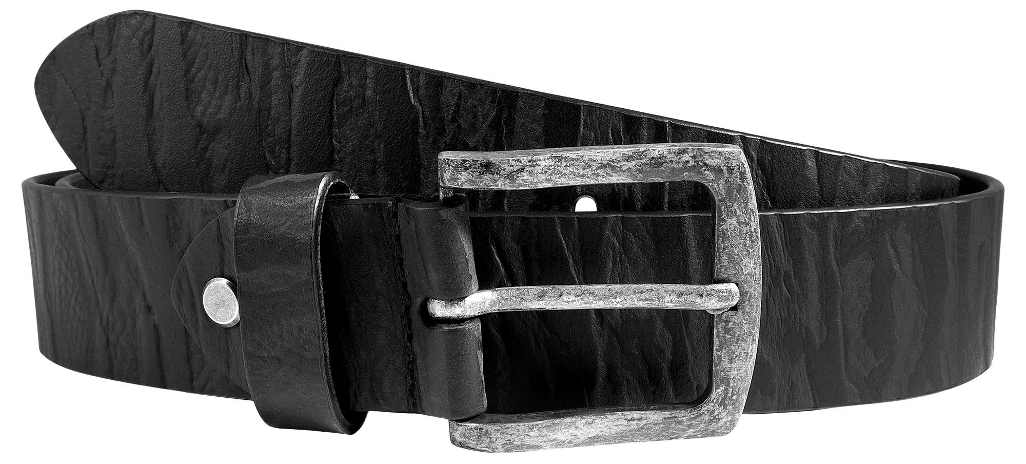 Leonardo Verrelli Echtleder Gürtel, schwarz, kürzbar, 120 cm