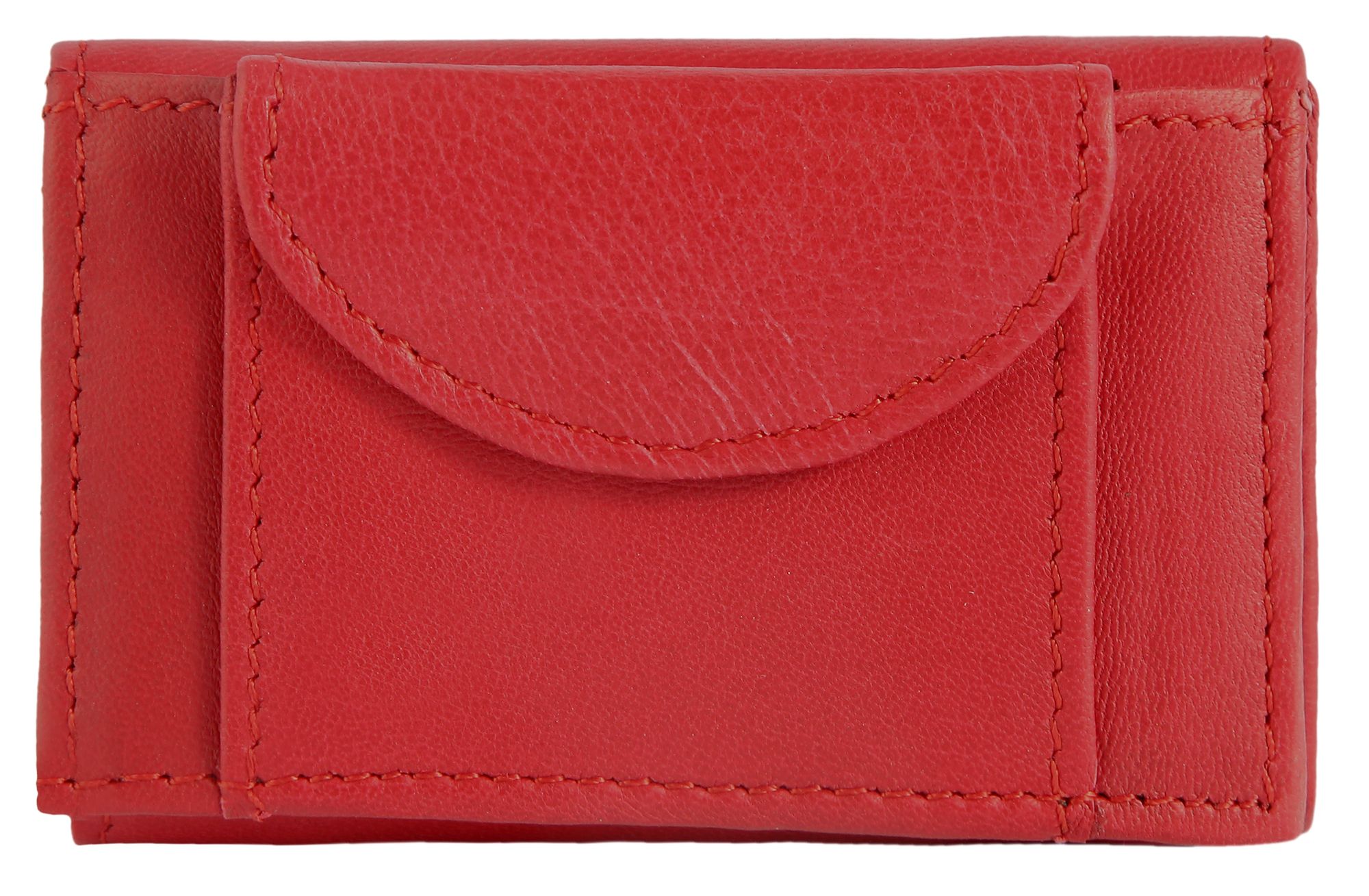 Excellanc echt lederen mini portemonnee (sleutelvak), donkerrood