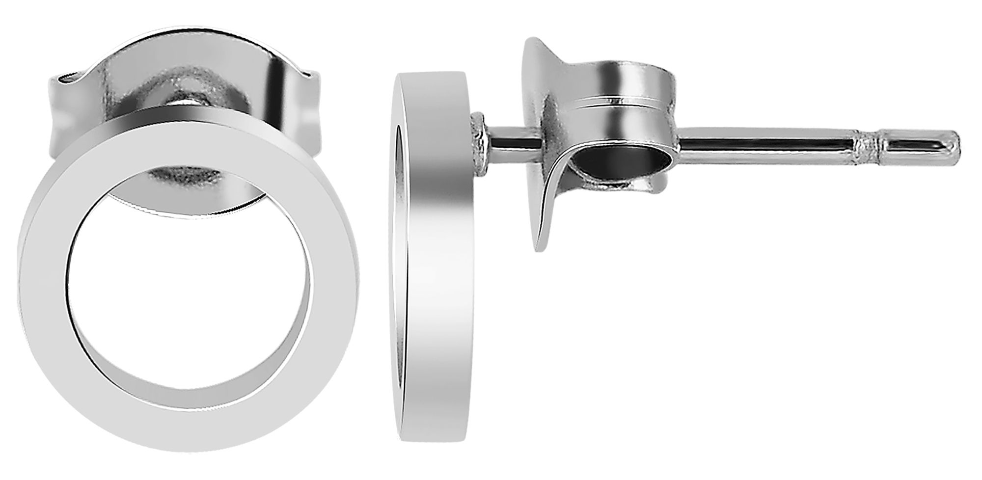 "Kiara", roestvrijstalen oorstekers, rond, zilverkleurig