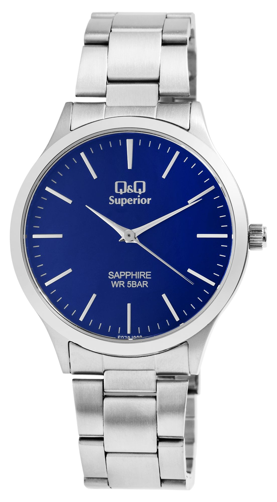 Q&amp;Q Superior herenpolshorloge, roestvrij staal, saffierglas, 5 bar