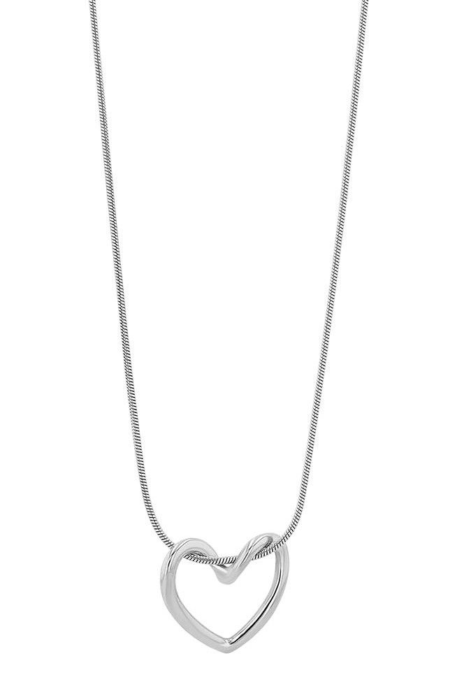 "Sevda" roestvrijstalen halsketting met hartvormige hanger, 45+5cm, zilverkleurig