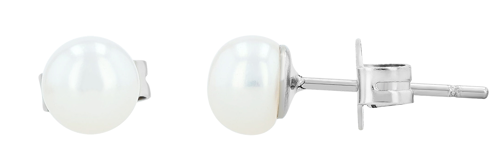 "Prati", roestvrijstalen oorstekers, parel, wit