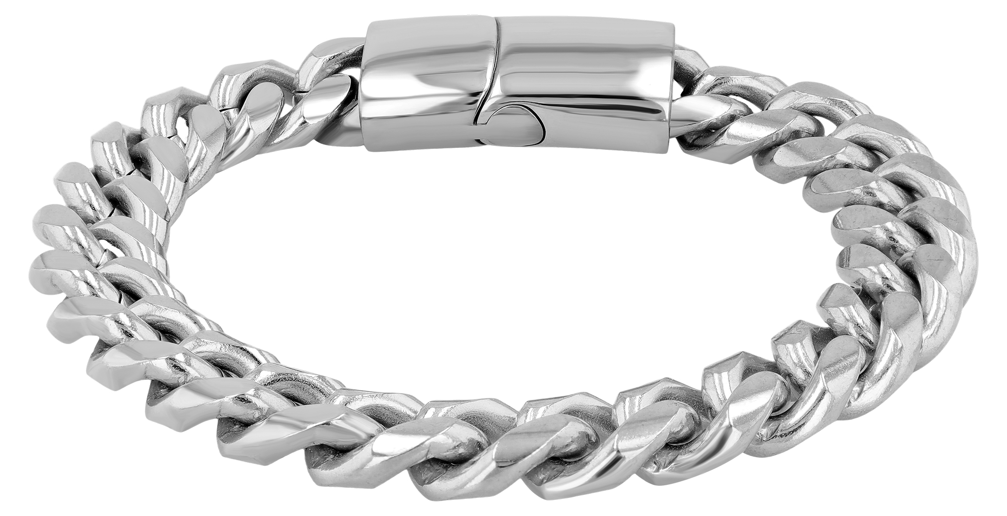 "Ole" accent stainless steel armband, gepantserde armband, 21,5 + 1 cm, zilverkleurig