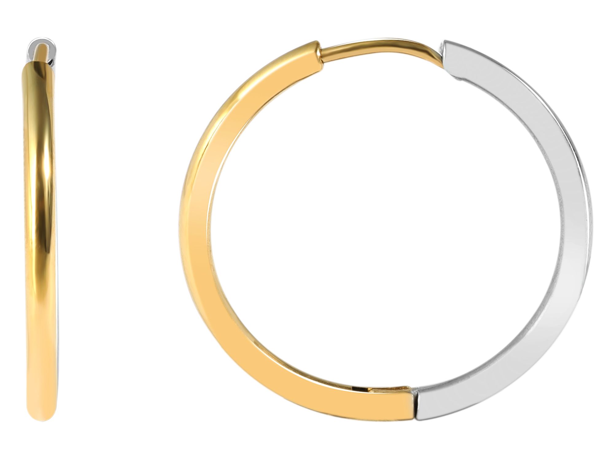 "Zuzu" accent oorbellen van roestvrij staal, Ø 20 mm, tweekleurig (zilverkleurig/goudkleurig)