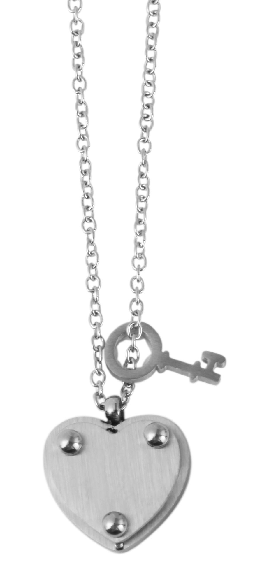 Akzent Ankerkette mit Herzanhänger, Edelstahl, 43+5 cm, silberfarben