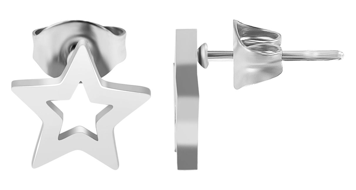 "Finley" Akzent Edelstahl Ohrstecker Stern, silberfarbig