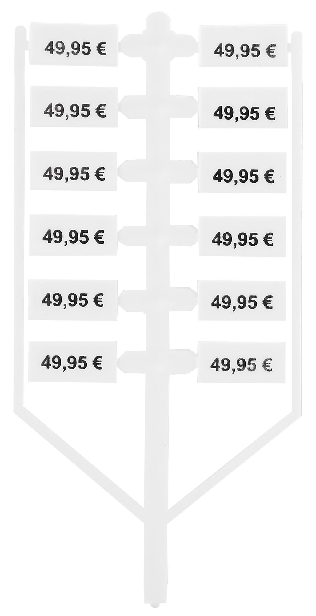 Prijsboom, wit, 12 prijskaartjes, 49,95€