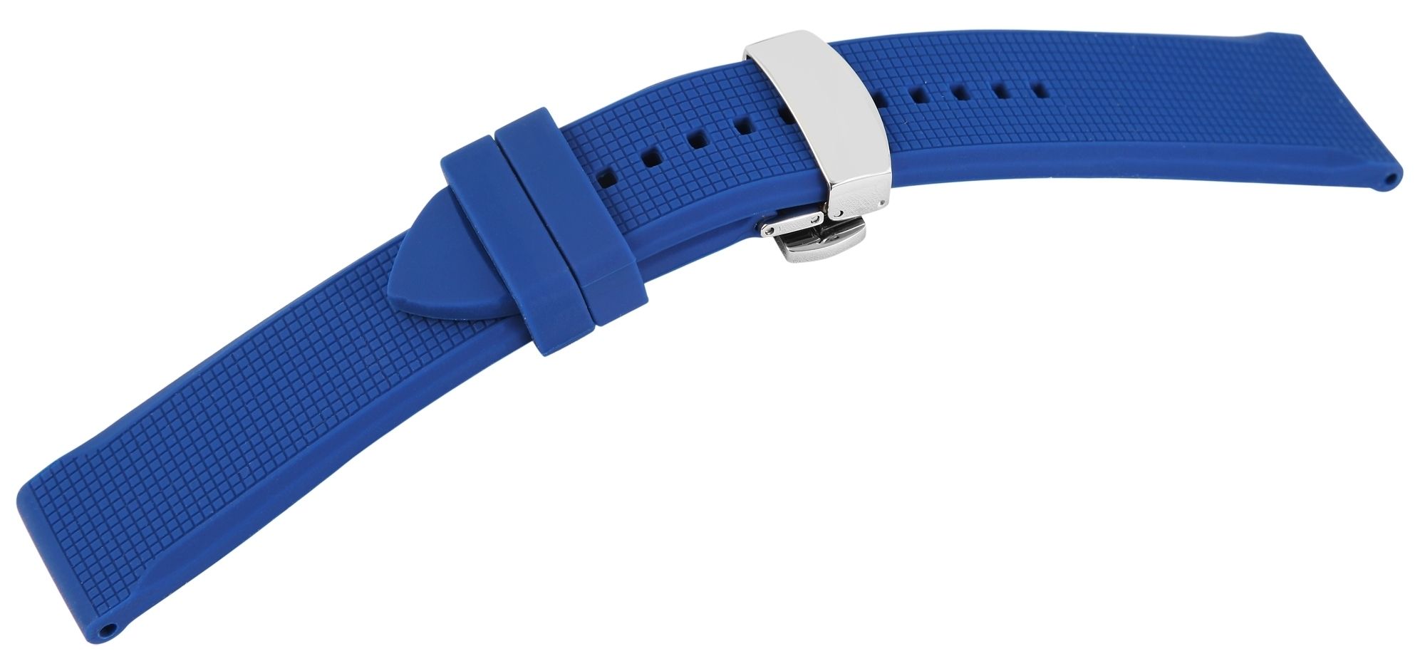Siliconen horlogeband, blauw, vouwsluiting met vlinder, 20 mm