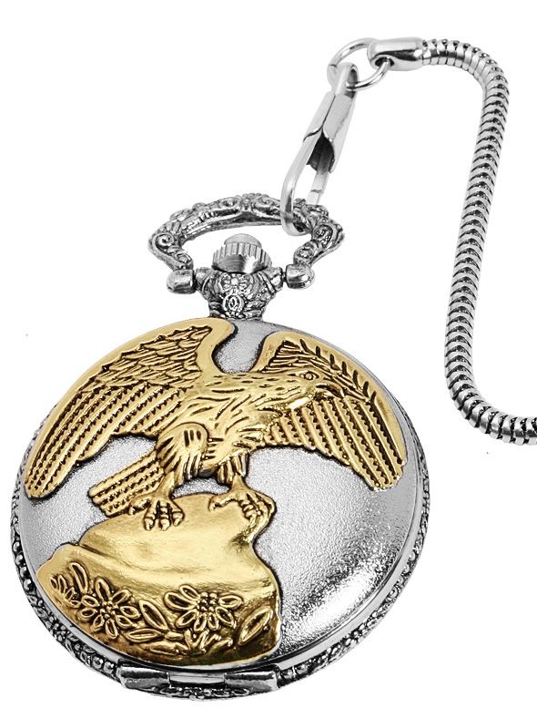 Excellanc Taschenuhr, Adler, silber- und goldfarben