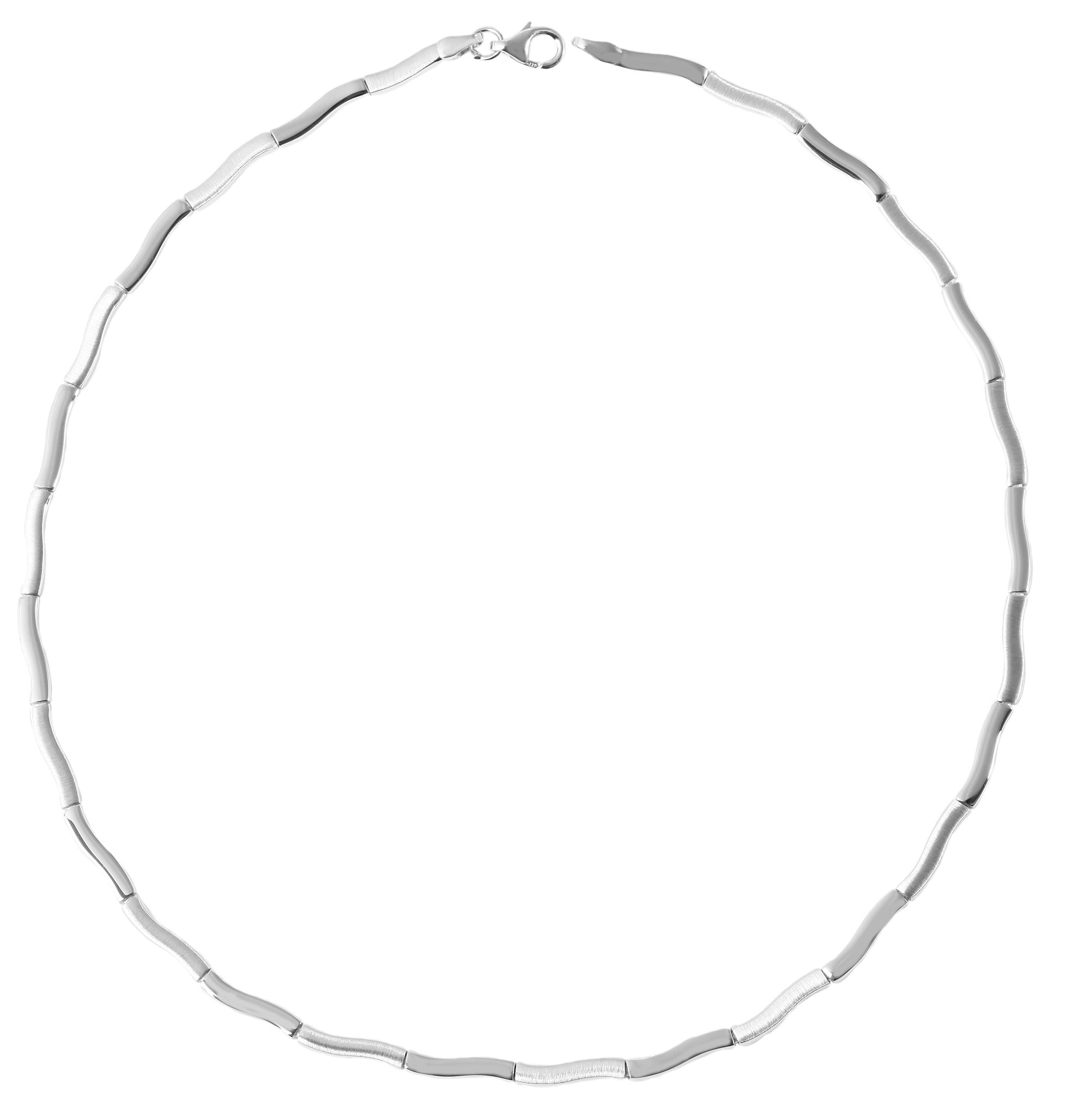 925/- Echt Silber Halskette "Alania", matt/poliert, 925/rhodiniert