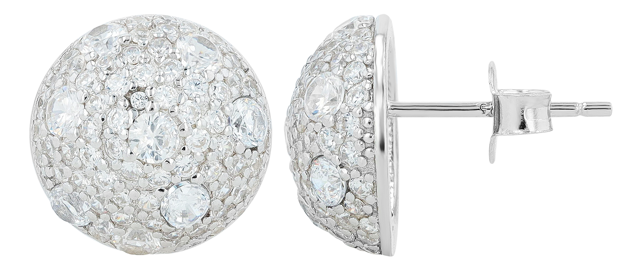 "Nury", 925/- Echt Silber Ohrstecker mit Zirkonia , silberfarbig rhodiniert