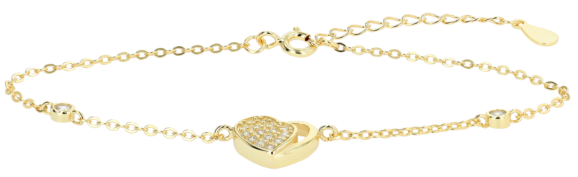 "Naima" 925/- echt zilveren armband met hart, zirkonia, verguld