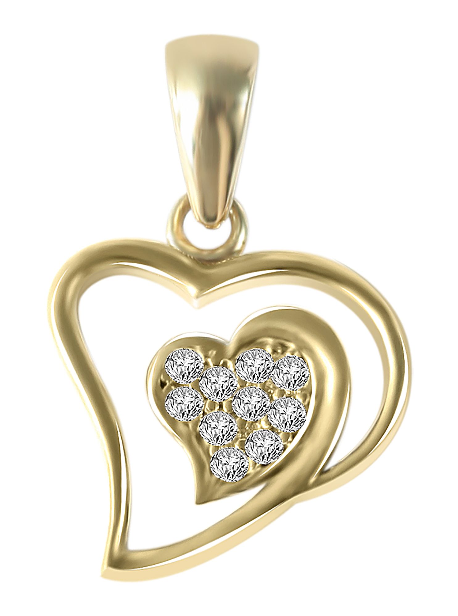 333/- Gold Anhänger "Sanja" ohne Kette, Herz mit Zirkoniabesatz, 8 Karat, Gelbgold