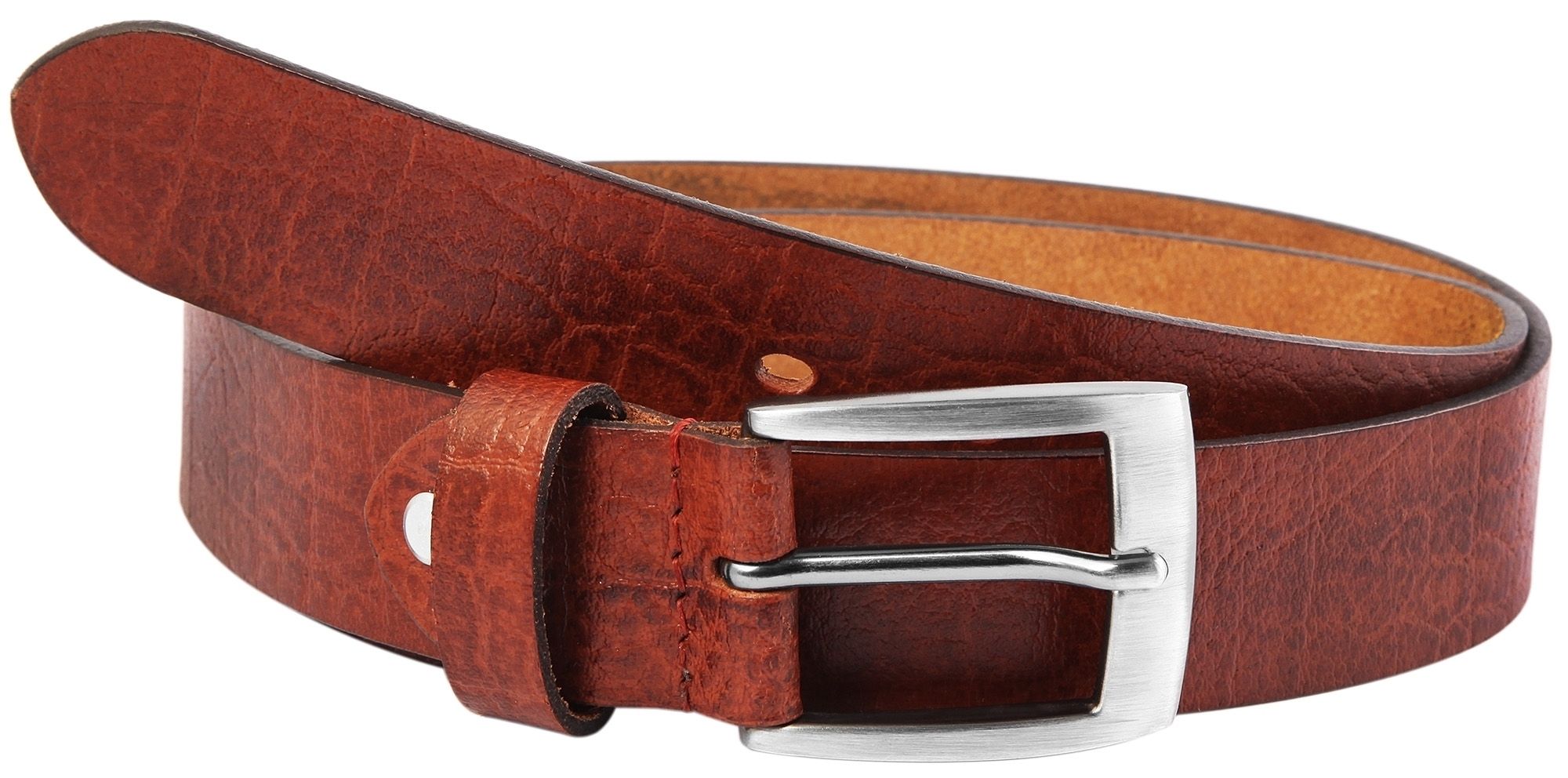 Leonardo Verrelli echt leren riem, bruin, inkortbaar, 110 cm