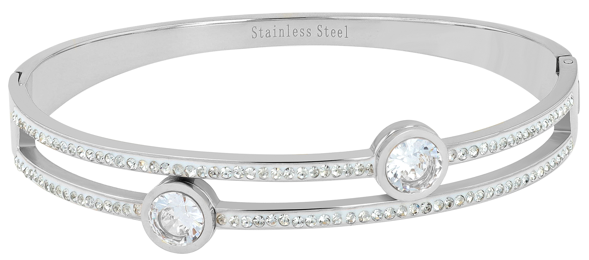 "Maristella" roestvrijstalen armbanden, zirkonia, zilverkleurig