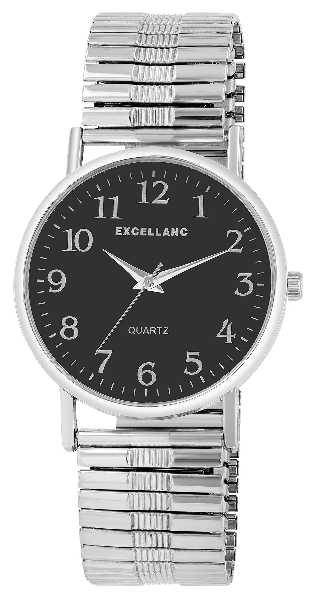 Excellanc herenhorloge met roestvrijstalen schakelband, Ø 38 mm, zilverkleurig/zwart